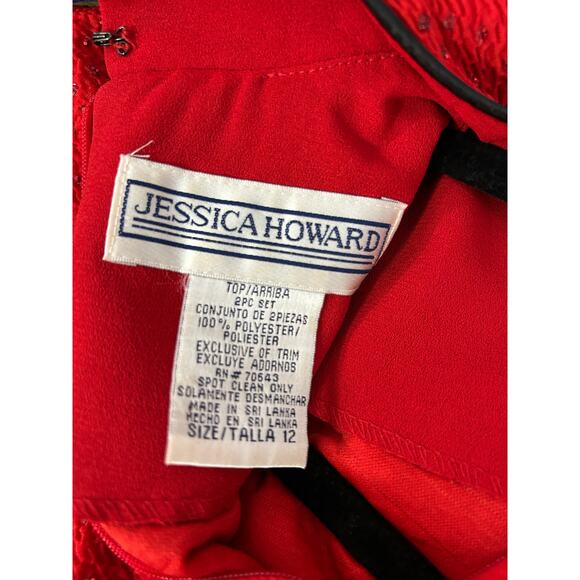 Jessica Howard Red Mandarin Collar Sequin Top Size 12‎ - Picture 6 of 8